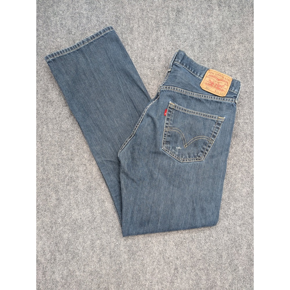 Levis 501 Mens Straight Leg Button‎ Fly Jeans Classic Blue Denim Pants 36x31